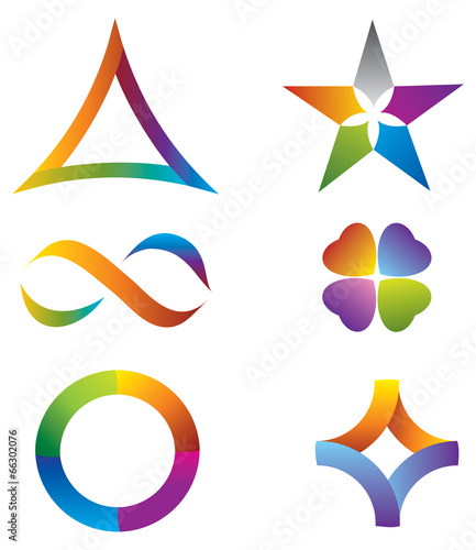 Ensemble d'Icones Couleurs Arc-en-Ciel Symboles Multicolores