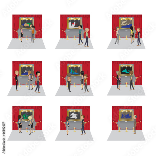 People In Museum And In An Art Gallery