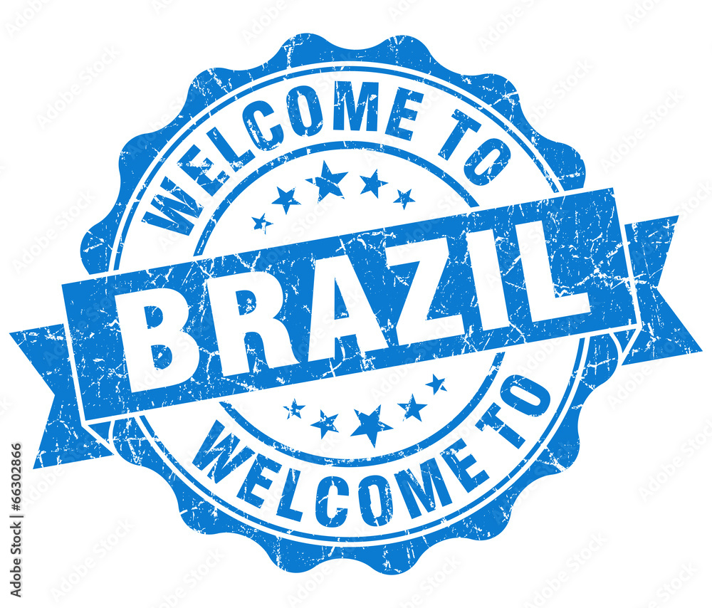 Obraz premium Welcome to Brazil blue grungy vintage isolated seal