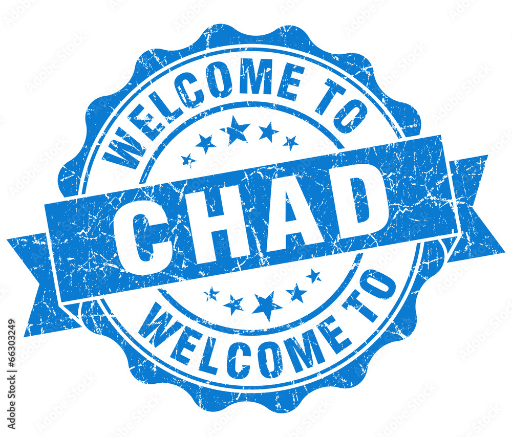 Obraz premium Welcome to Chad blue grungy vintage isolated seal