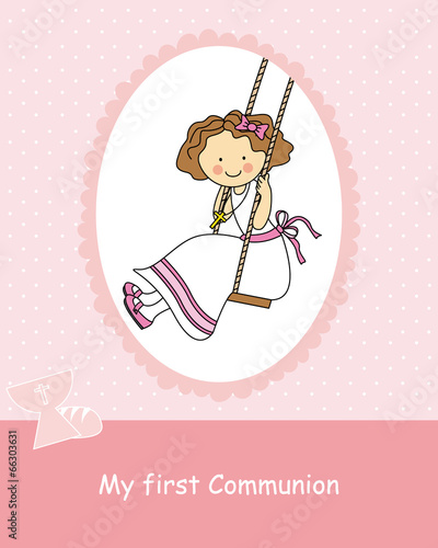 Girl First Communion. girl swinging