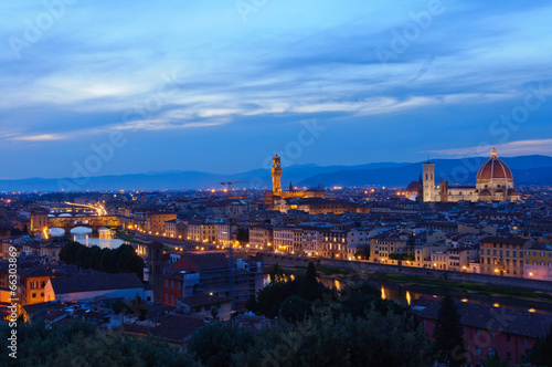 Historic centre of Florence at dusk in Italy