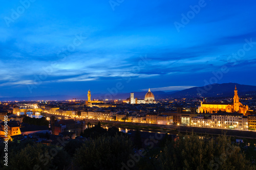 Historic centre of Florence at dusk in Italy