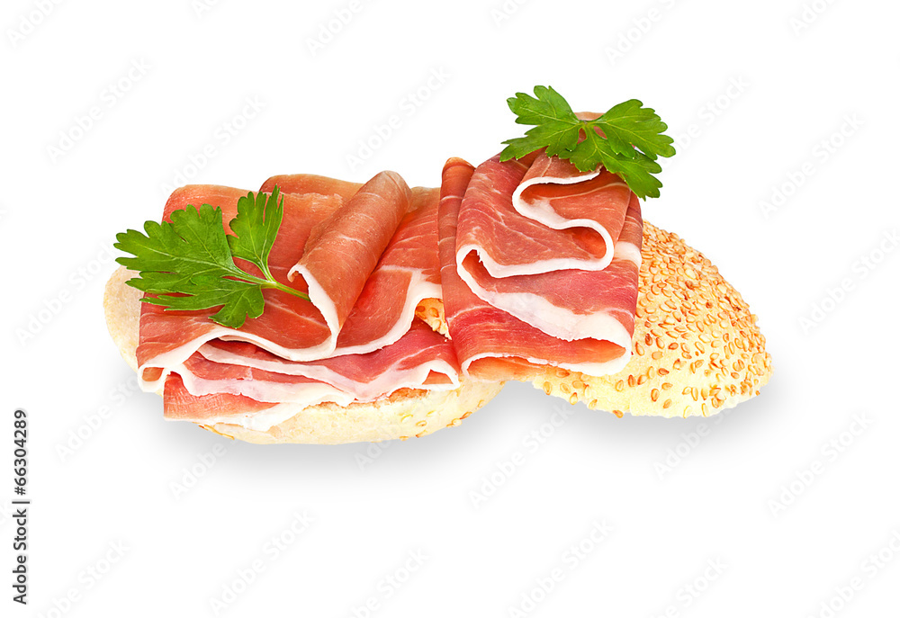 Hamon sandwich isolated on a white background Hamon sandwich isolated on a white background