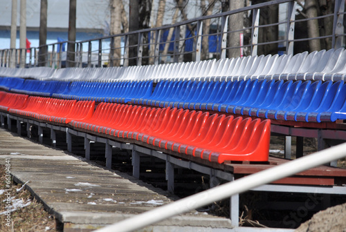 rows of seats in the stadium.