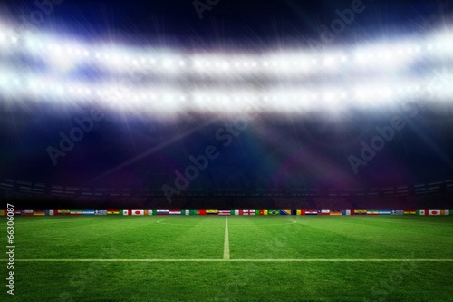 Football pitch with world cup flags © WavebreakmediaMicro
