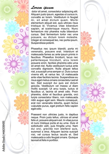 Draft leaflet with colorful pastel flowers