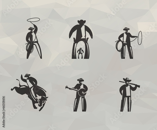Cowboy icons. Vector format