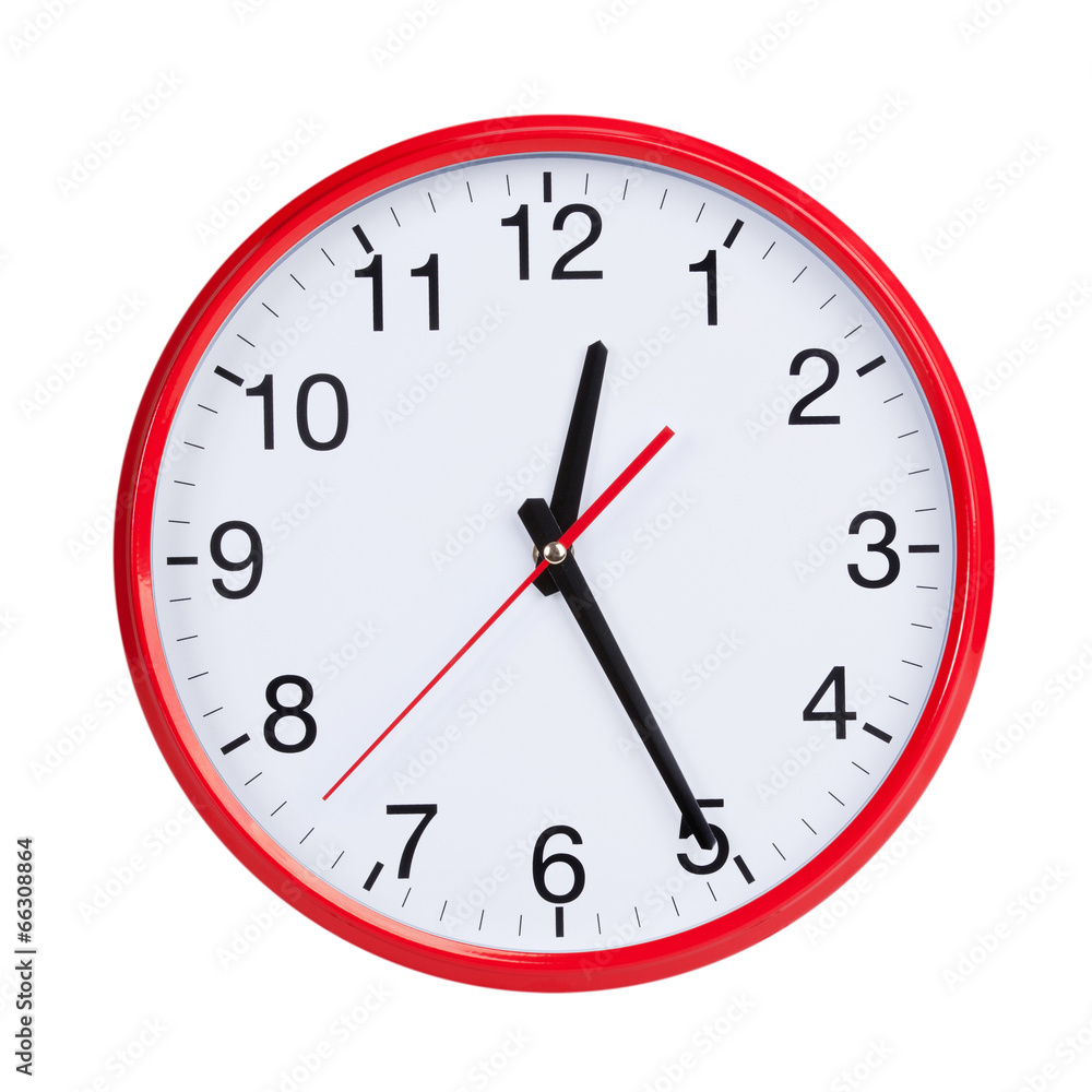 Round clock shows half of the first Round clock shows half of the first
