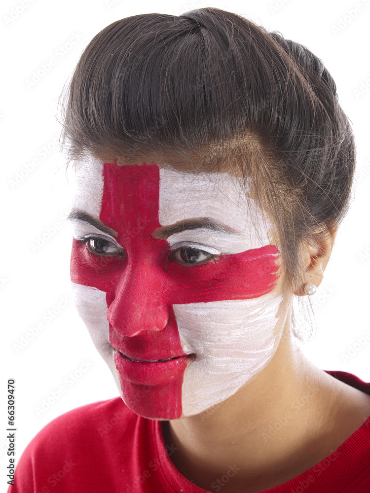 girl with english flag face painting girl with english flag face painting