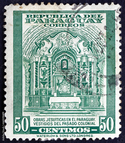 Postage stamp Paraguay 1946 Colonial Jesuit Altar