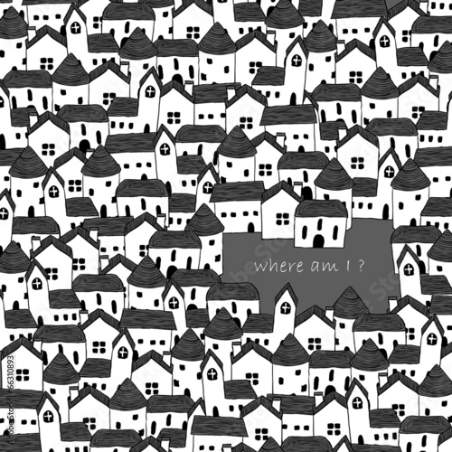 Background of crowded small house