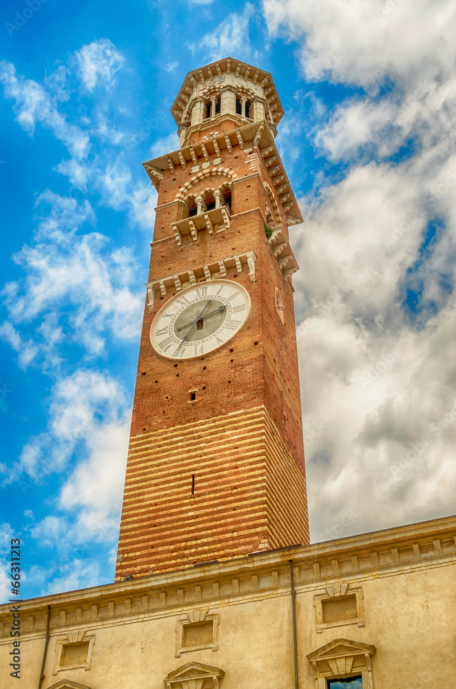 Lamberti Tower in Piazza Signori in Verona, Italy