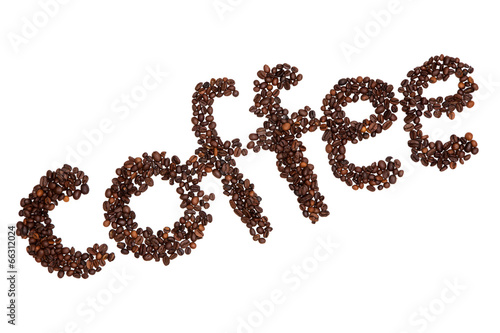 Coffee sign made of roasted beans