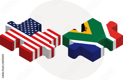 USA and South Africa Flags in puzzle