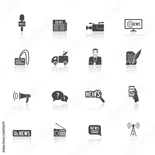 Journalist reporter icons set