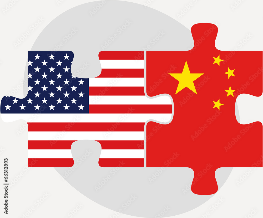 USA and China Flags in puzzle USA and China Flags in puzzle