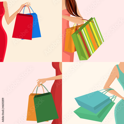 Shopping girl hand bag