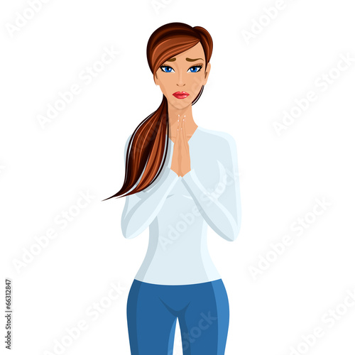 Woman praying portrait