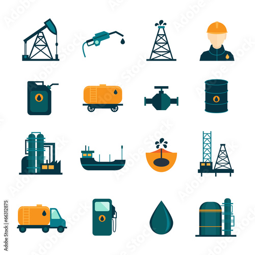 Oil Industry Flat Icons