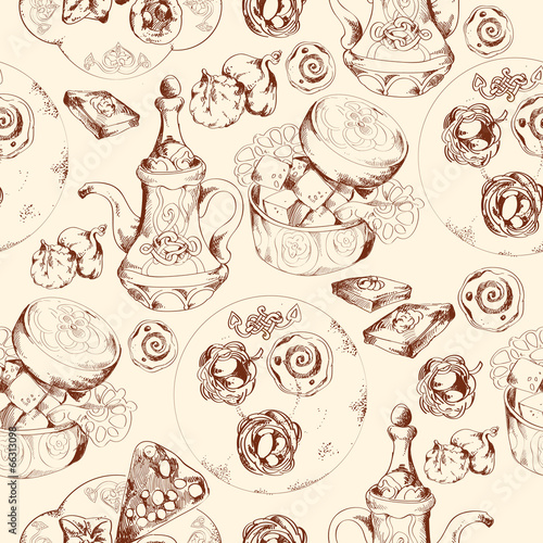 Oriental sweets seamless pattern