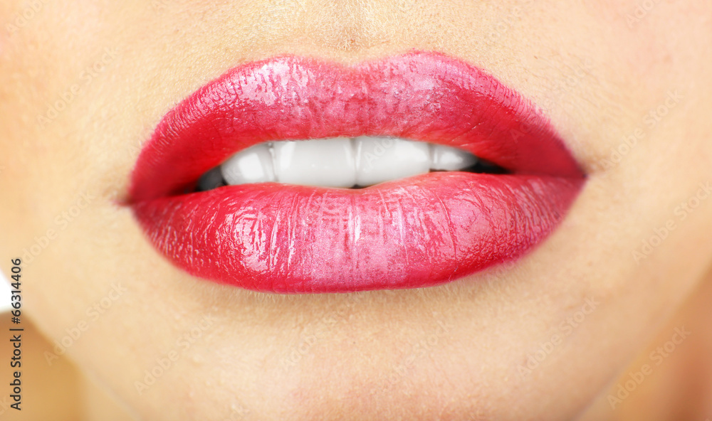 Beautiful female lips, close up Beautiful female lips, close up