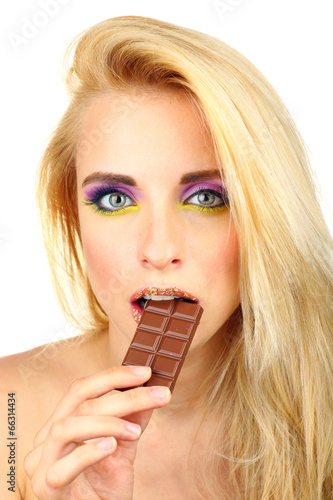 Beautiful woman with bright...