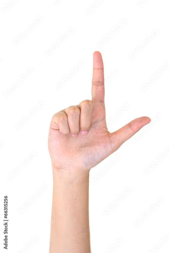 Woman right hand showing the two fingers isolated. Woman right hand showing the two fingers isolated.