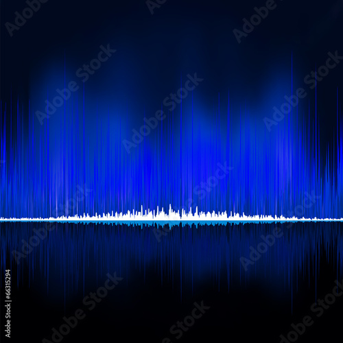 Sound waves oscillating on black background. EPS 8