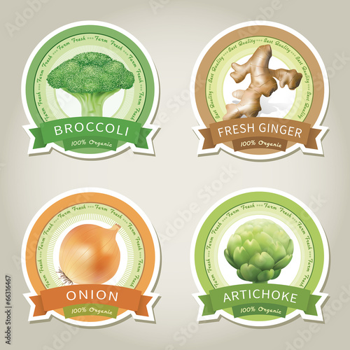 Set of vector labels with vegetables and spices