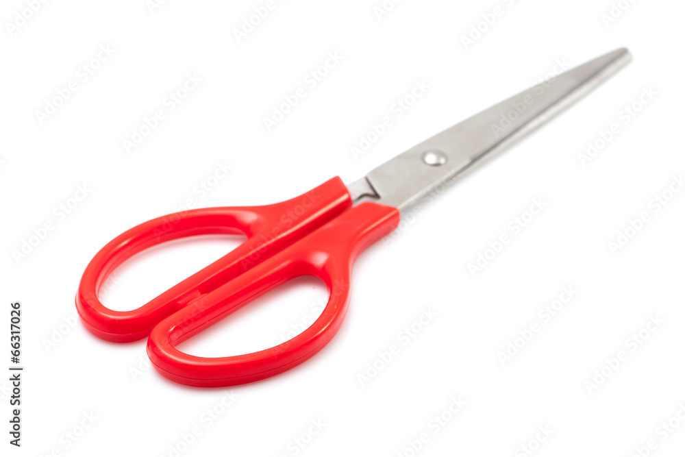 Red scissors on white background Red scissors on white background