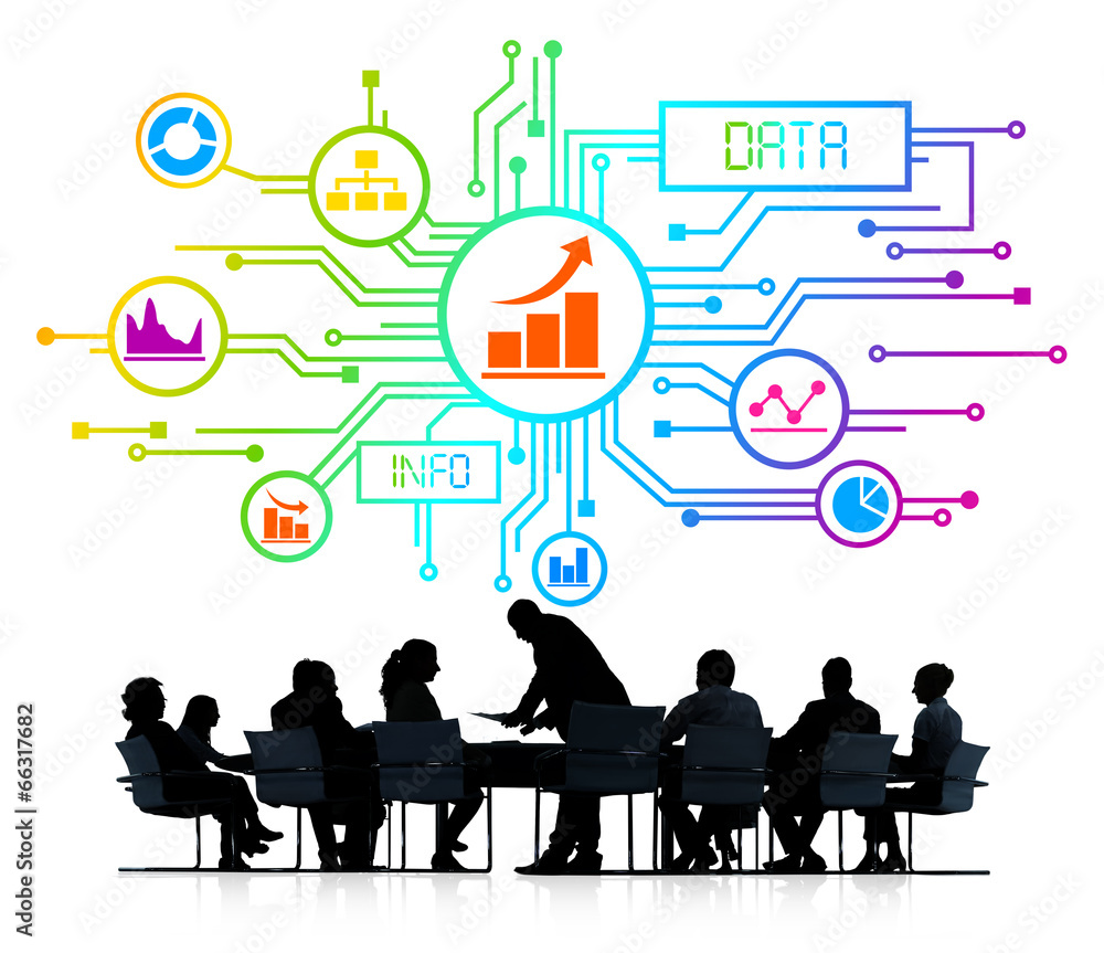 Silhouettes of Business People and Data Concepts Silhouettes of Business People and Data Concepts