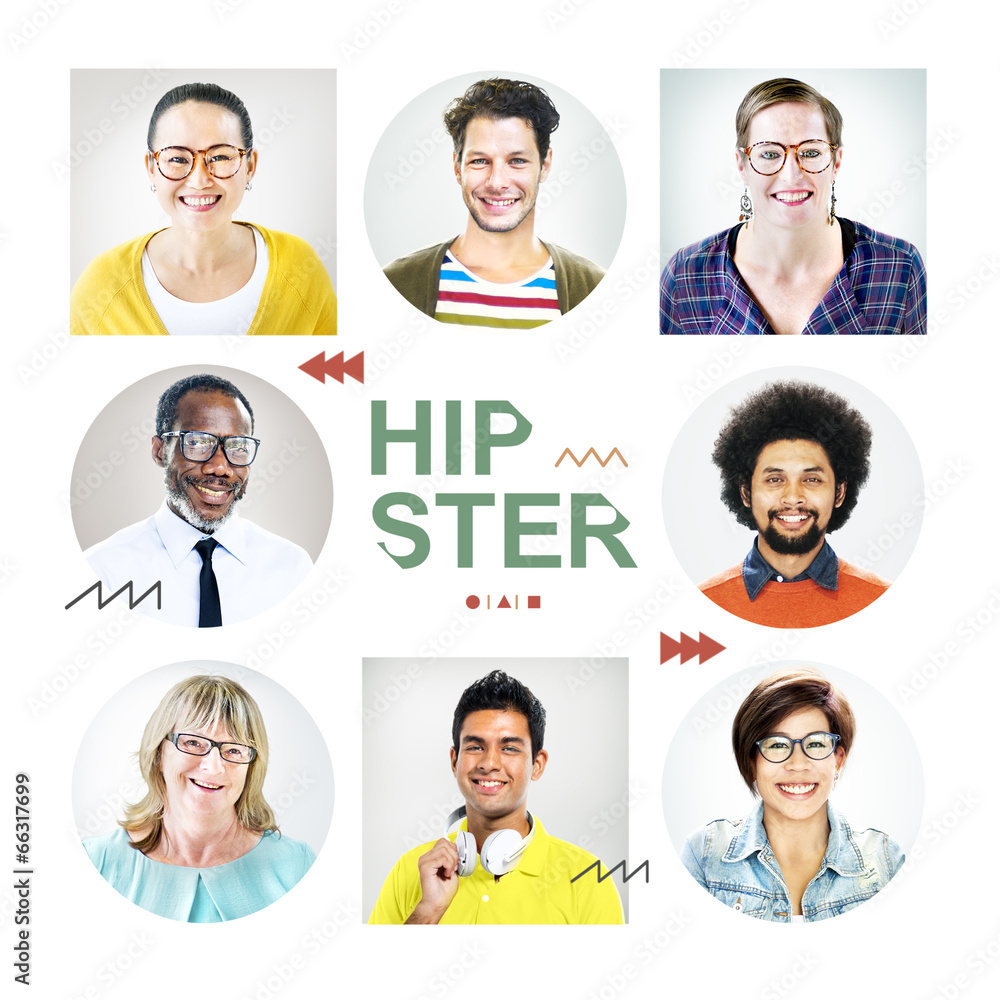 Fototapeta premium Headshots of People Labeled as Hipster
