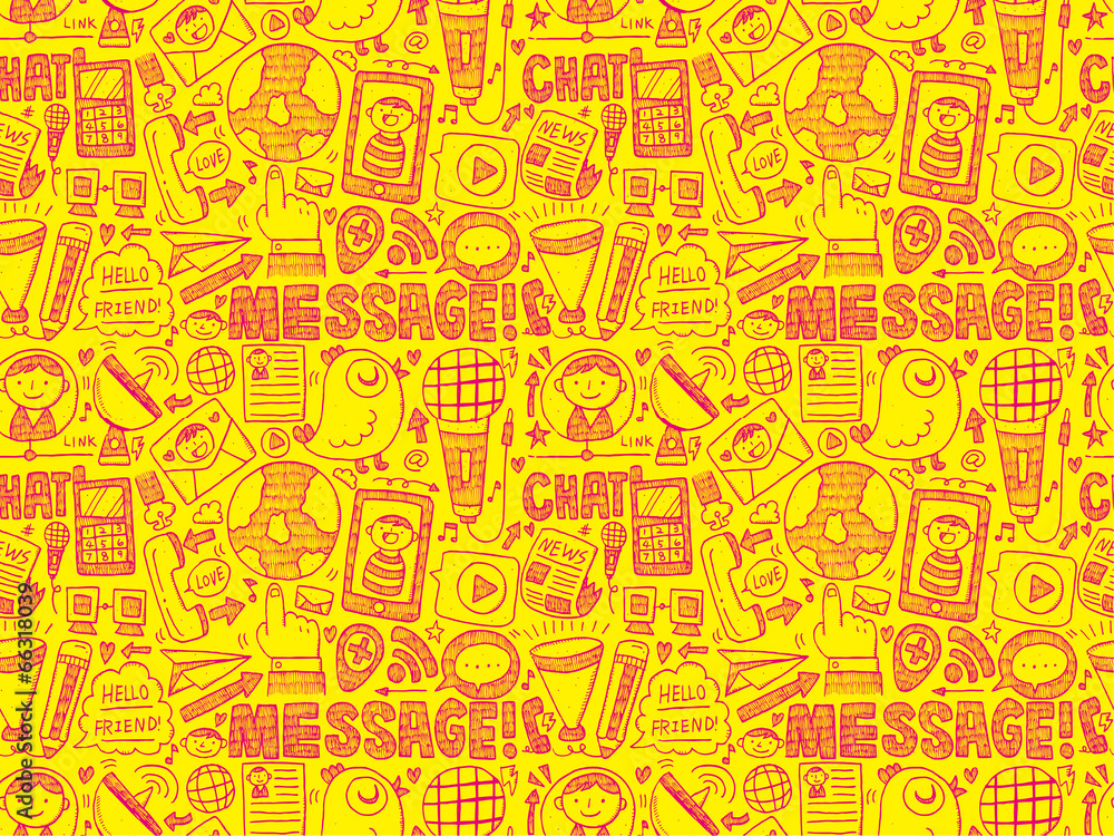 seamless doodle communication pattern