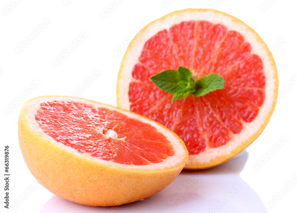 Grapefruit with half isolated on white Grapefruit with half isolated on white