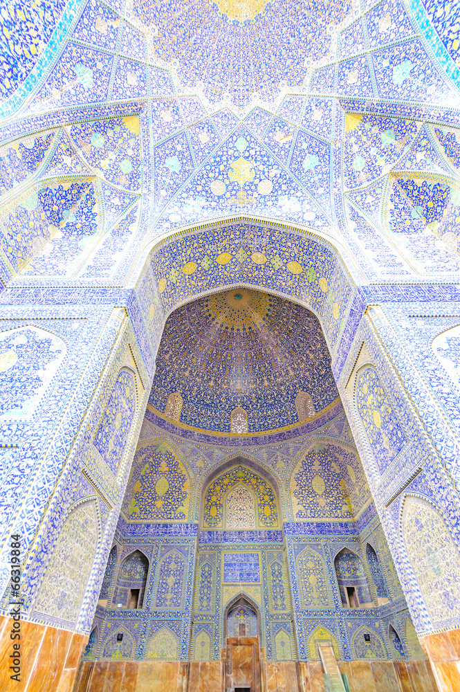 The interior view of the Imam Mosque in Isfahan, Iran