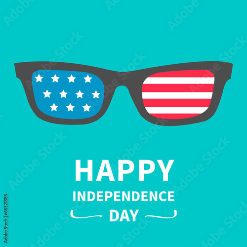 Glasses with flag. Happy independence day. 4th of July.