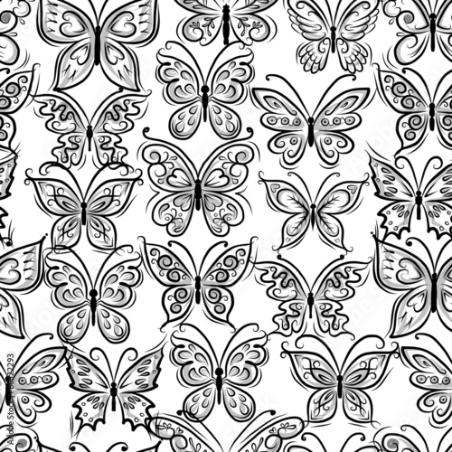 Butterflies ornate, seamless pattern for your design