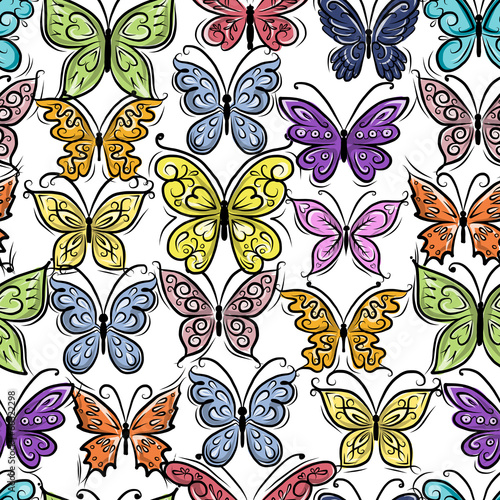 Butterflies ornate, seamless pattern for your design