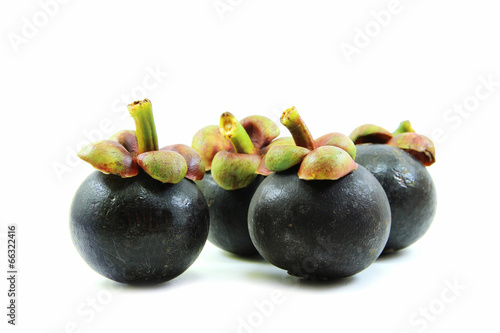 4 Mangosteens on white background