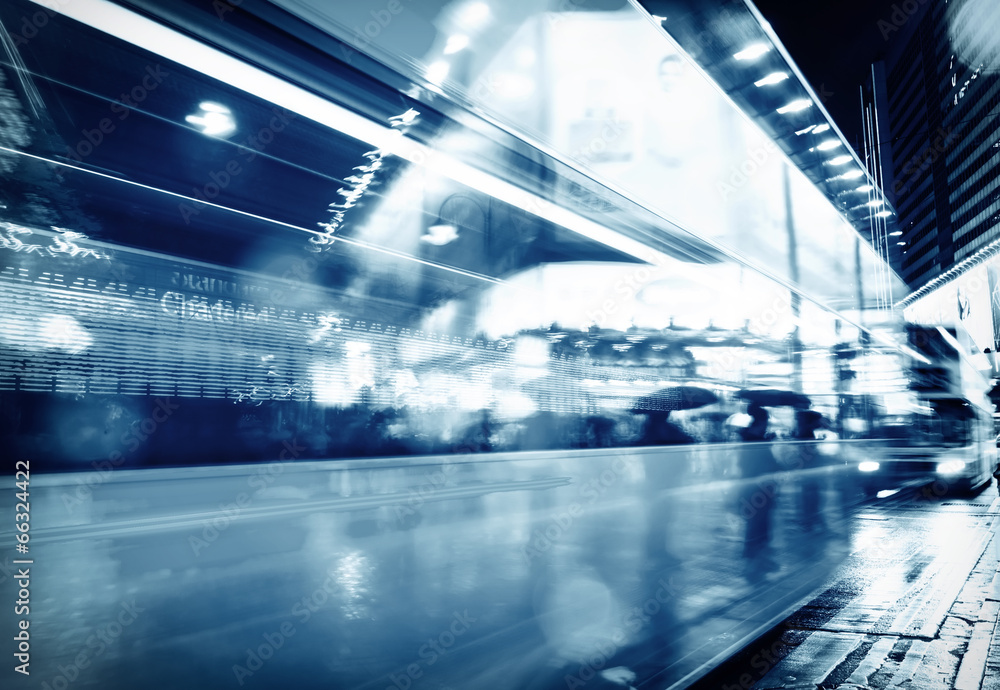 Fototapeta premium traffic with blur light through city at night