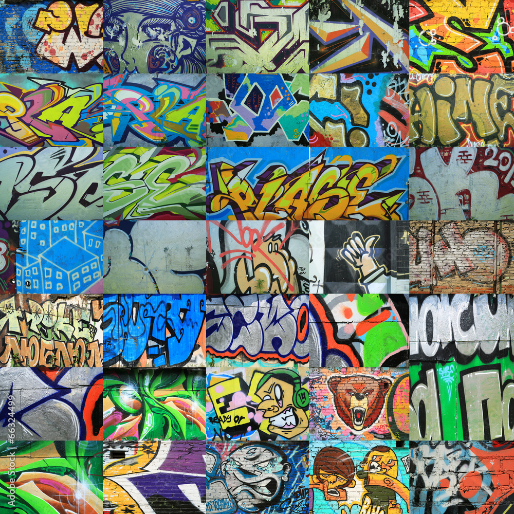Graffiti, walls are painted colors, background, street culture