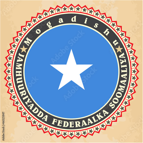 Vintage label cards of Somalia flag.