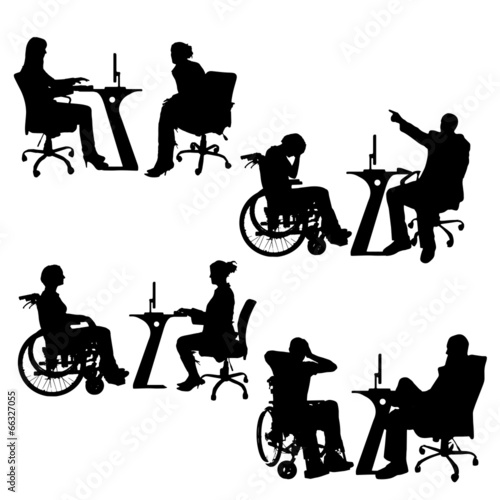 Vector silhouettes of people in the office.