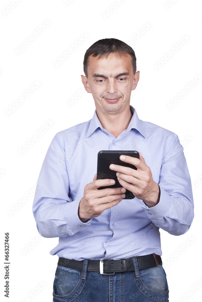 Man with tablet in his hands. Man with tablet in his hands.