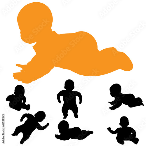 Vector silhouette of baby.