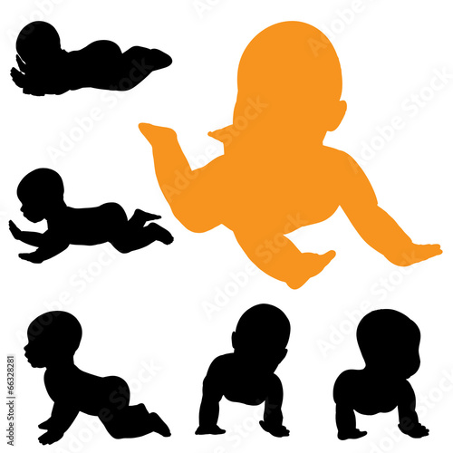 Vector silhouette of baby.