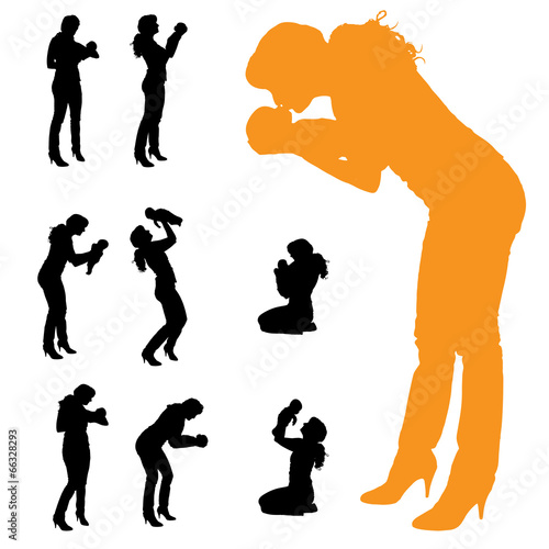 Canvas Print Vector silhouette of family.