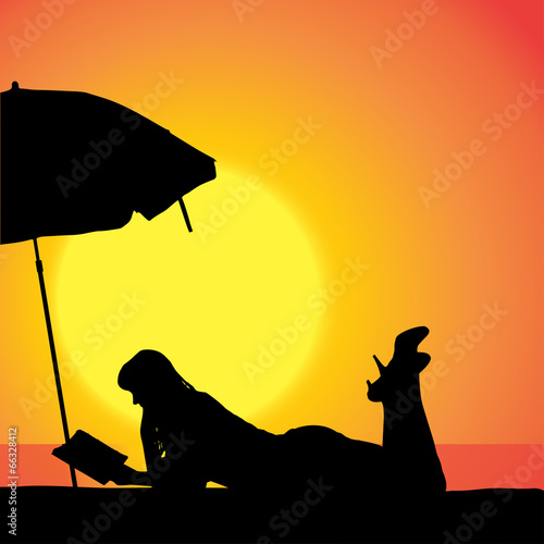 Vector silhouette of woman.