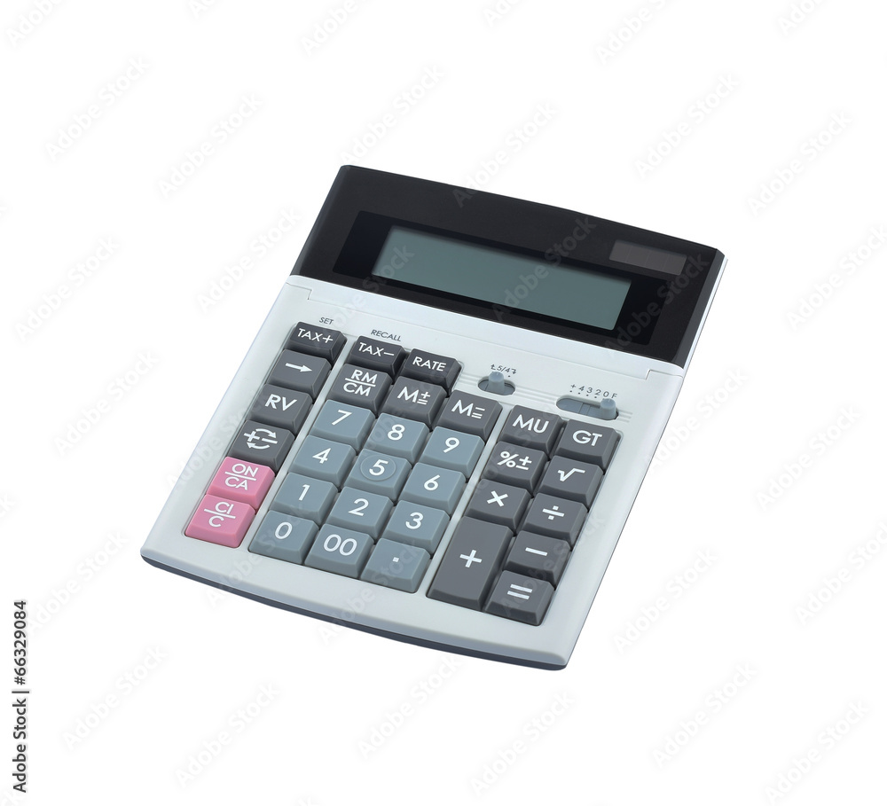 Digital calculator on white background Digital calculator on white background